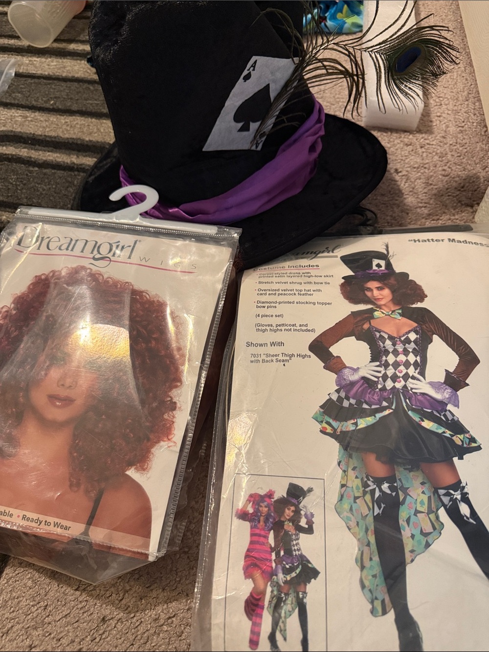 Dreamgirl Black and Purple Mad Hatter womens Costume , Hat, and wig